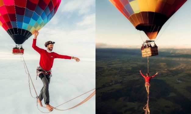 Brazil Daredevil Walks Barefoot on Slackline Between Hot Air Balloons at 6236 ft in Air, Creates Guinness Record