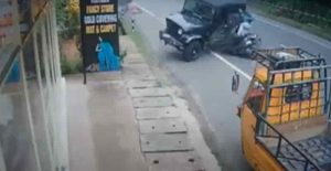 CCTV Footage Captures Shocking Collision Involving SUV, Car, Scooter, and Shop in Kerala