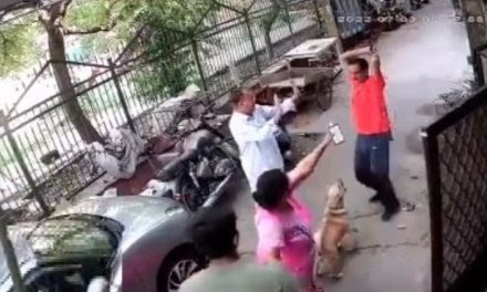 Caught on Cam: Delhi Man Attacks Neighbours & Their Dog with Iron Rod over Barking in Broad Daylight