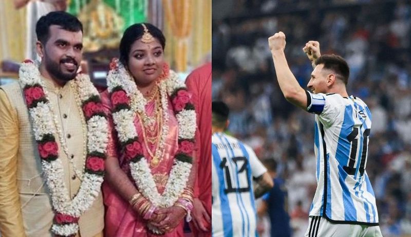 Kerala Couple Marries in Kochi on FIFA World Cup 2022 Final Wearing Argentina, France Football Jersey