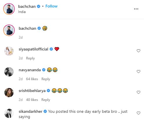 Reactions on Abhishek Bachchan's Instagram Post