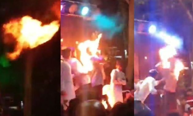 Video | Surat Man Sets himself on Fire While Doing Dangerous Stunt during Ganesh Chaturthi Celebrations