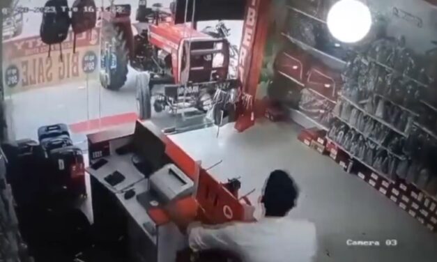 Tractor Mysteriously Moves on Its Own, Crashes into Showroom in Bijnor, Uttar Pradesh
