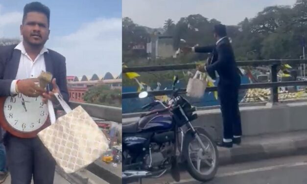 Viral Video: Man Throws Currency Notes from Flyover in Bengaluru
