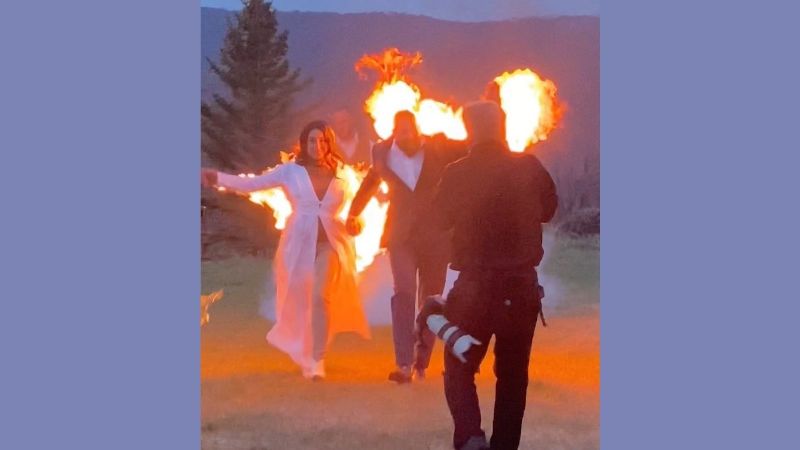Viral Video Shows Daredevil Bride & Groom Set Themselves on Fire as Wedding Exit Stunt