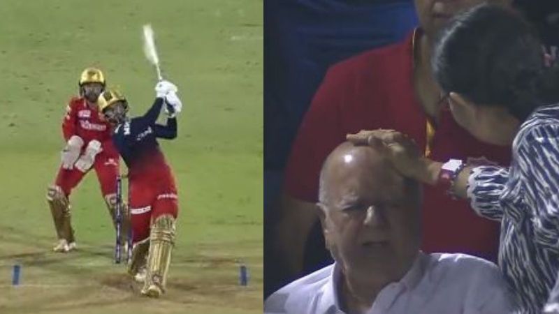 Viral Video Shows Elderly Man Wincing in Pain as Rajat Patidar’s 102m Six Hits him On Head