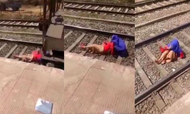Caught on Cam: Woman Lies on Railway Tracks as Train Runs Over her, Then Gets Up & Takes Phone Call