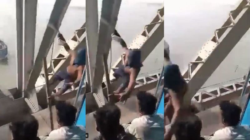 ‘Blink & You Miss It’ – Thief Steals Phone from Speeding Train While Hanging from Railway Bridge
